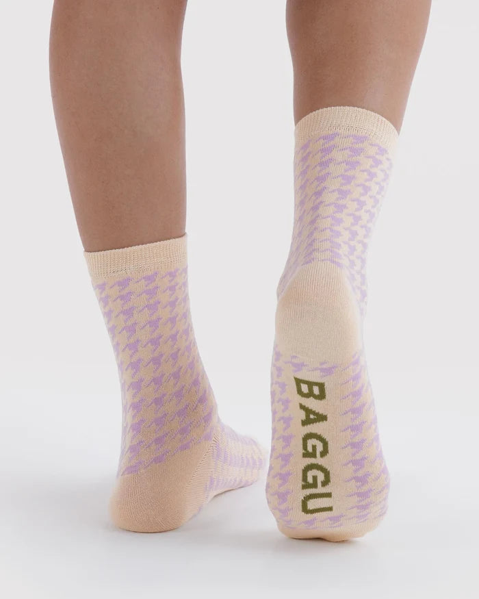 Pink Houndstooth Crew Sock | BAGGU | Crew Sock
