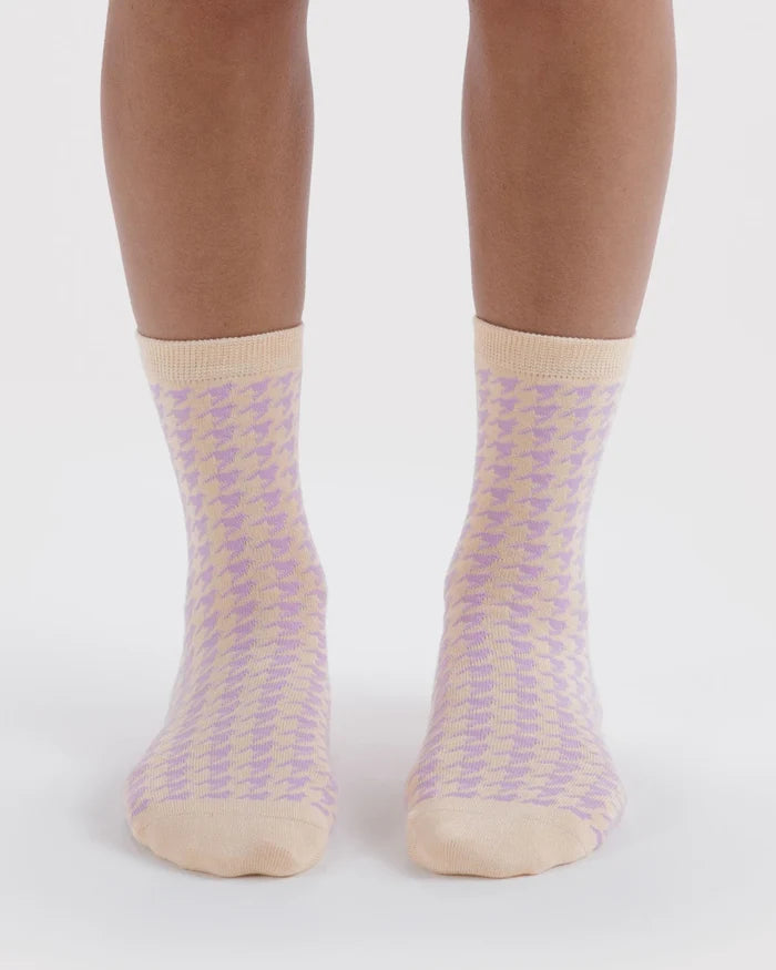 Pink Houndstooth Crew Sock | BAGGU | Crew Sock