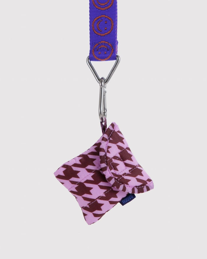 Pink Houndstooth Puffy Earbuds Case | BAGGU | Earbud Case