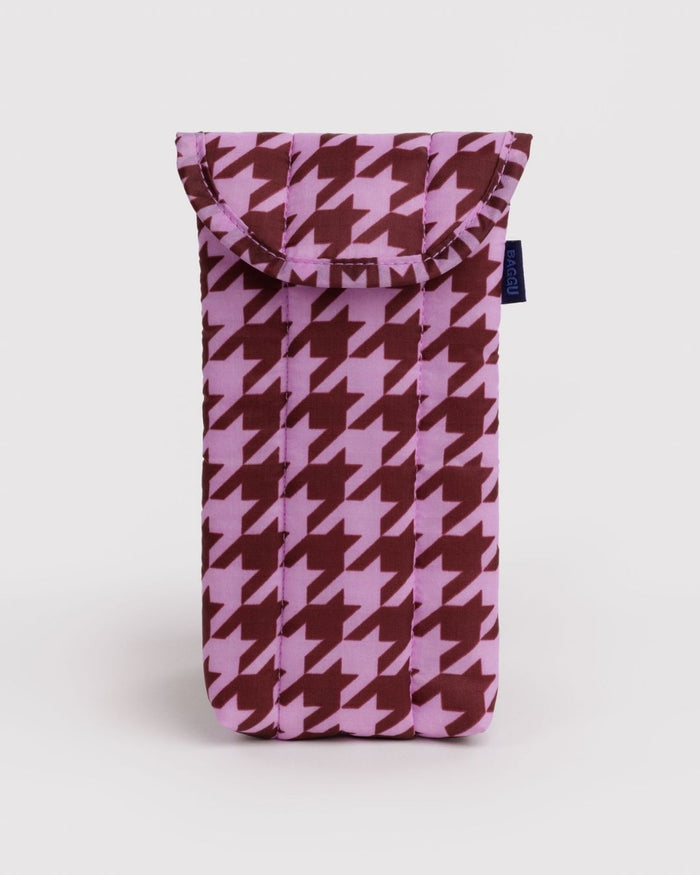 Pink Houndstooth Puffy Glasses Sleeve | BAGGU | Puffy Glasses Sleeve