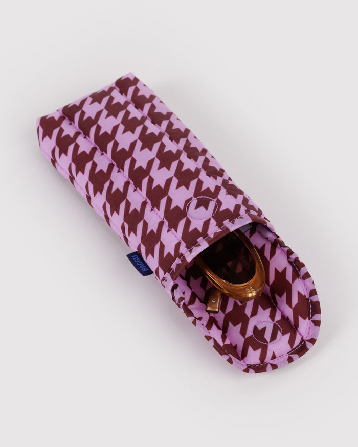 Pink Houndstooth Puffy Glasses Sleeve | BAGGU | Puffy Glasses Sleeve