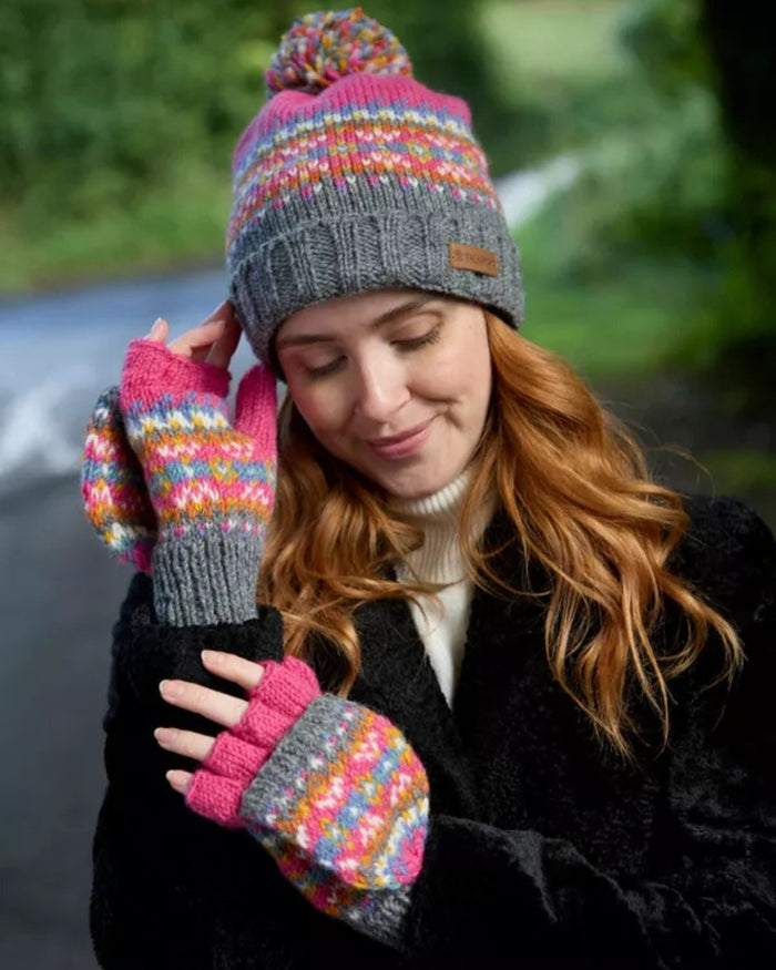 Pink Iona Roll Back Bobble Beanie Pachamama