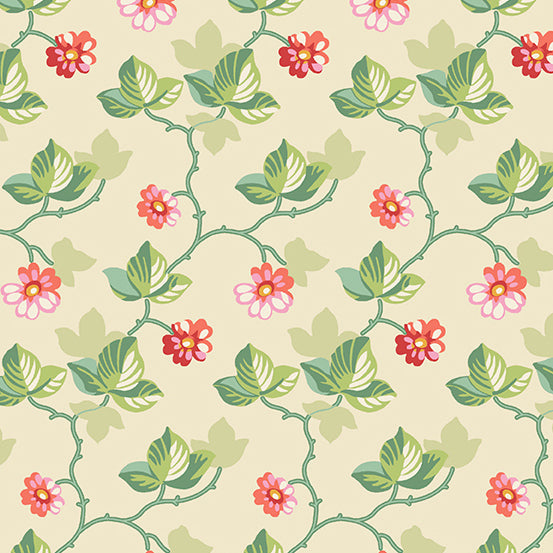 Poppies - Floral Vine Cream - Andover Fabrics - A-751-L