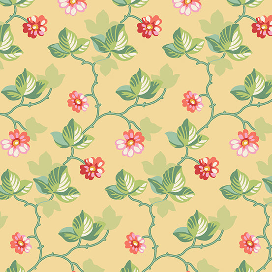 Poppies - Floral Vine Yellow - Andover Fabrics - A-751-Y