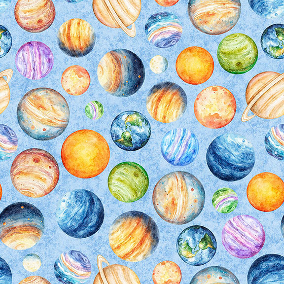 QT Cuties 3 - Blue Planets- QT Fabrics - 31859-B