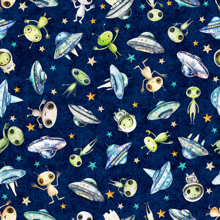 QT Cuties 3 - Navy Aliens - QT Fabrics - 31858-N