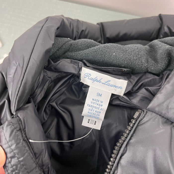 Ralph Lauren Water Repellent Down Snowsuit Black 9 Months NWT