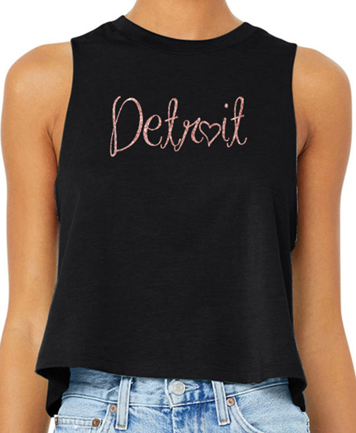 Rose Gold Detroit Script Crop Tank