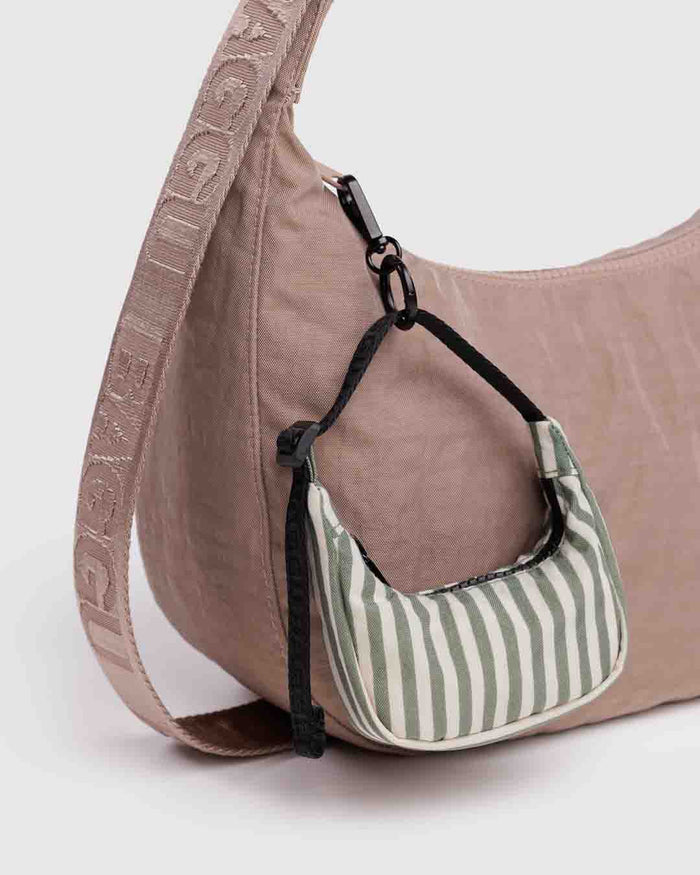 Sage Stripe Crescent Bag Charm | BAGGU | Crescent Bag Charm