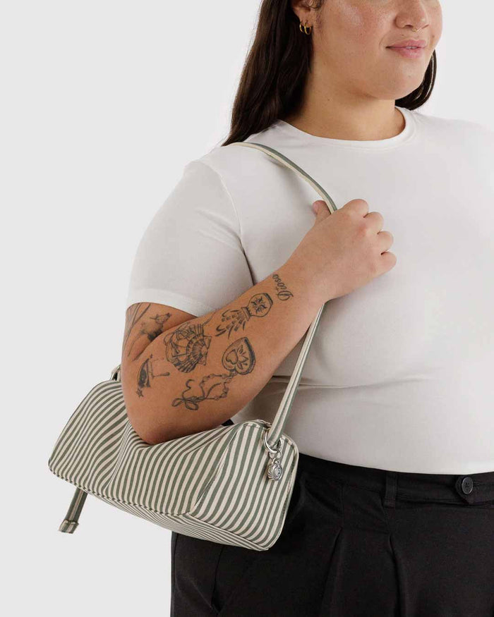 Sage Stripe Nylon Loaf Bag | BAGGU | Nylon Loaf Bag