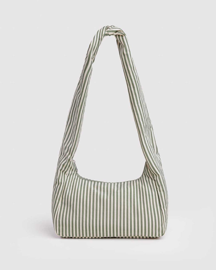 Sage Stripe Nylon Meringue Bag | BAGGU | Nylon Meringue Bag
