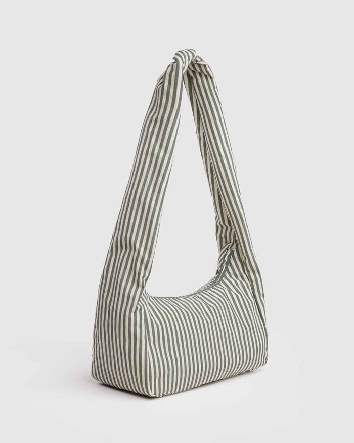 Sage Stripe Nylon Meringue Bag | BAGGU | Nylon Meringue Bag