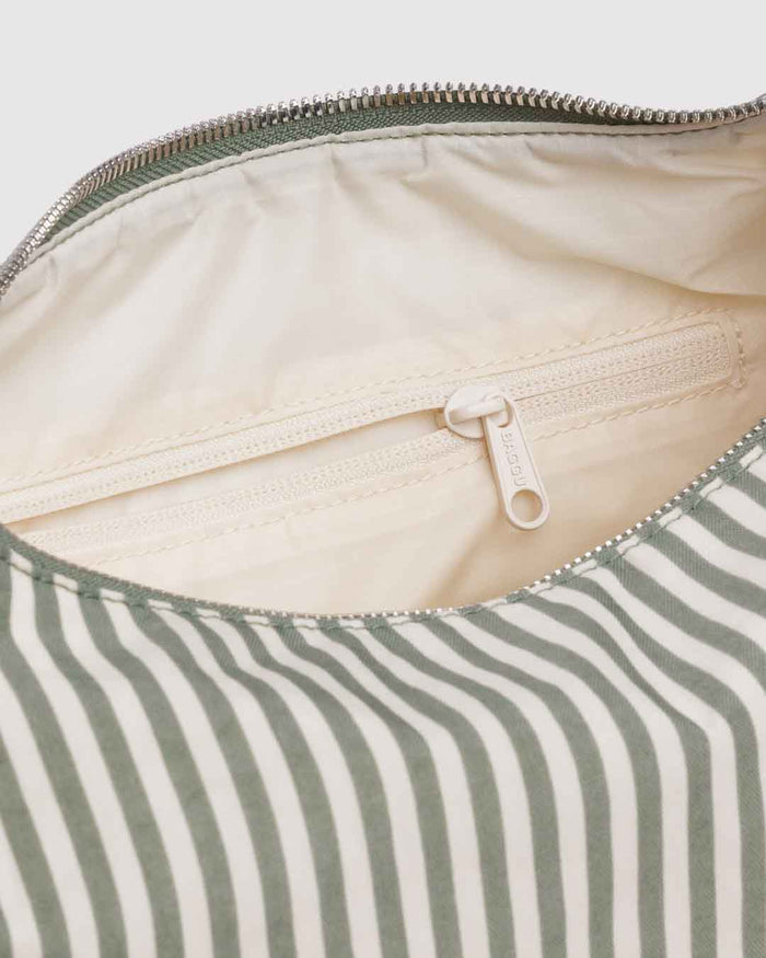 Sage Stripe Nylon Meringue Bag | BAGGU | Nylon Meringue Bag