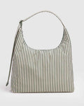Sage Stripe Nylon Shoulder Bag | BAGGU | Nylon Shoulder Bag