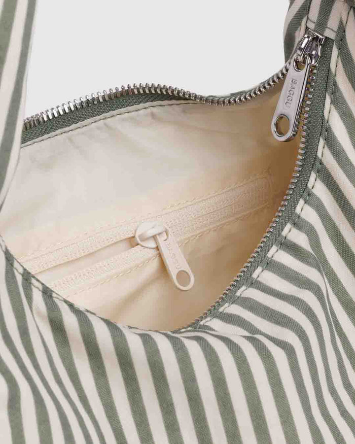 Sage Stripe Small Nylon Meringue Bag | BAGGU | Small Nylon Meringue Bag