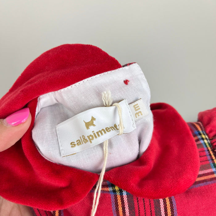 Sal & Pimenta Tartan Plaid Holiday Bubble Romper 3 Months NWT