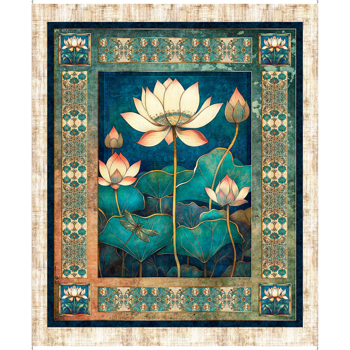 Serenity - Lotus Flower Panel - QT Fabrics - 31831-X - 36" long x 43" wide
