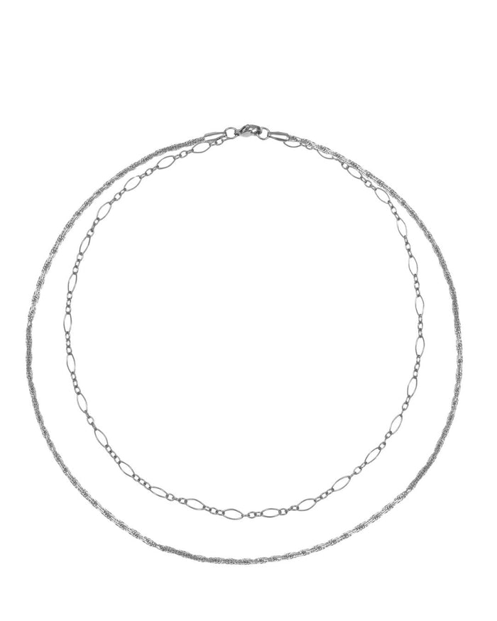 Silver Delicate Layered Chain Necklace