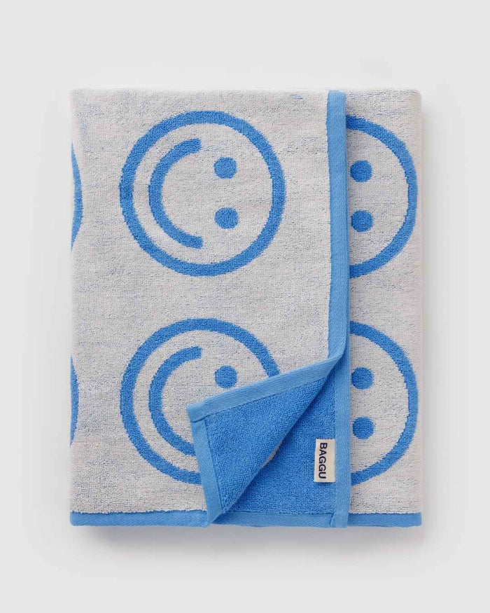 Sky Blue Happy Bath Towel | BAGGU | Bath Towel
