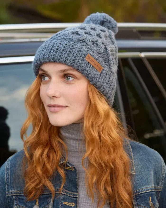 Slate Blue Enniskerry Merino Bobble Beanie Pachamama