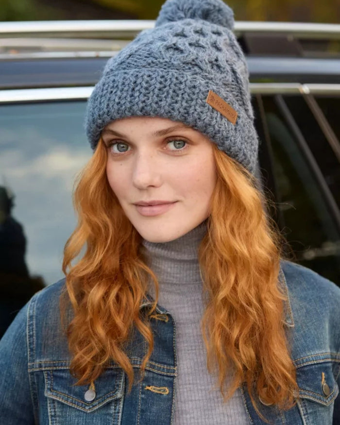 Slate Blue Enniskerry Merino Bobble Beanie Pachamama