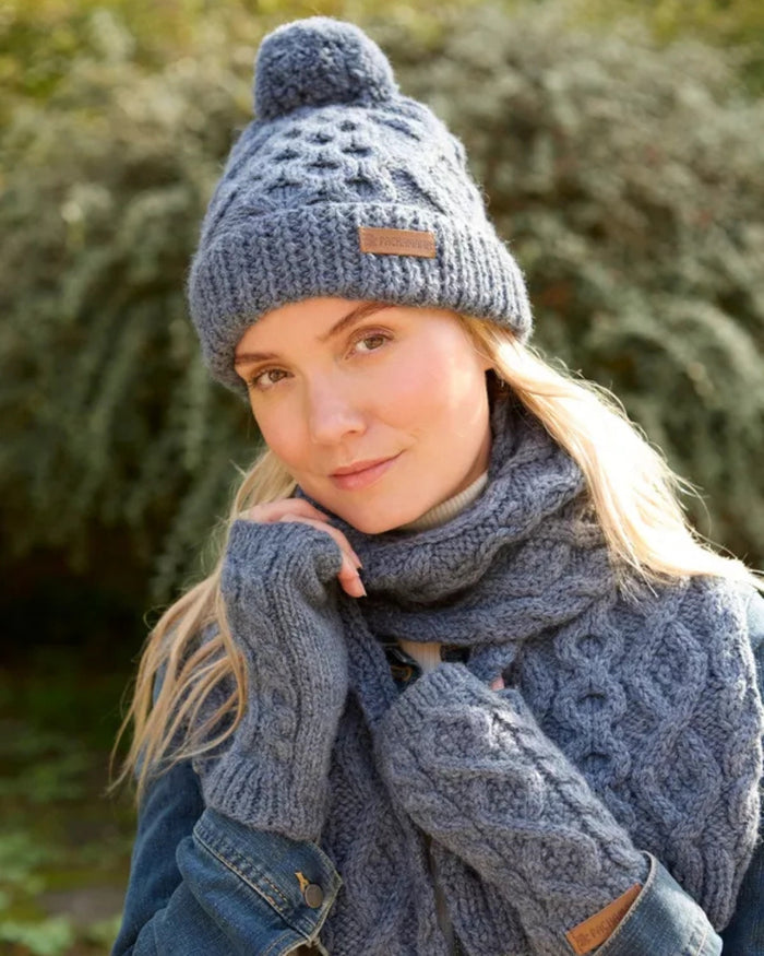 Slate Blue Enniskerry Merino Bobble Beanie Pachamama