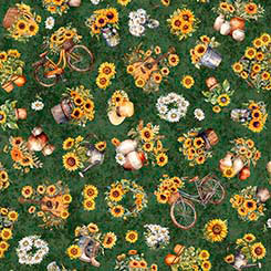 Sunflower Serenade - Sunflowers & Bikes - QT Fabrics - 31803-G