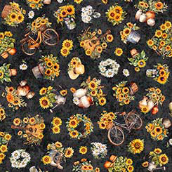 Sunflower Serenade - Sunflowers & Bikes - QT Fabrics - 31803-J