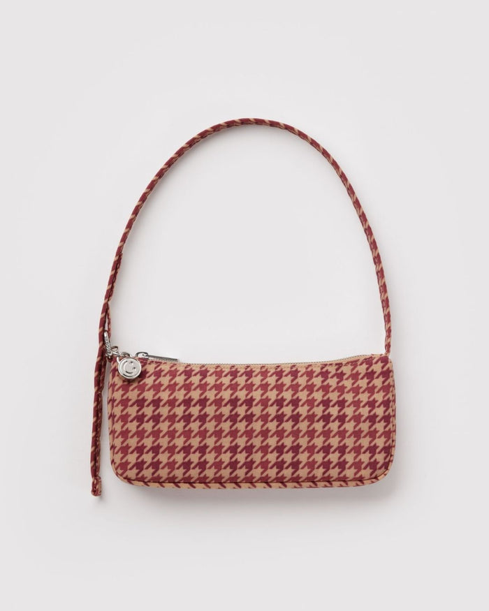 Tan Houndstooth Nylon Pochette | BAGGU | Nylon Pochette