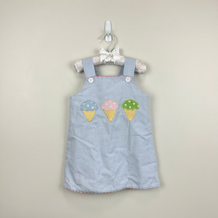 The Bailey Boys Blue Gingham Applique Ice Cream Dress 4T USA