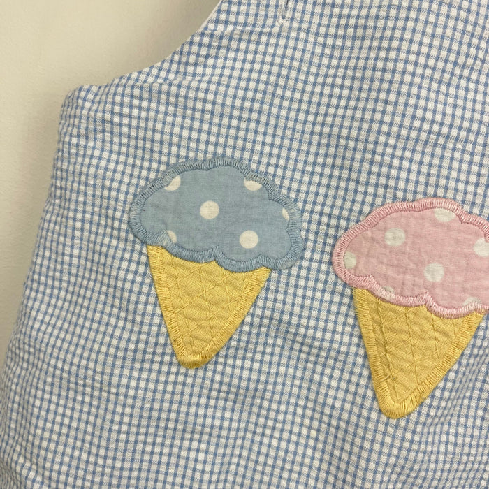 The Bailey Boys Blue Gingham Applique Ice Cream Dress 4T USA