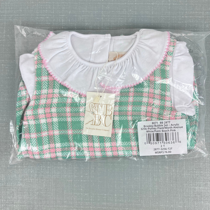 The Beaufort Bonnet Company Brooksy Bubble Set Putney Plaid 2T NWT