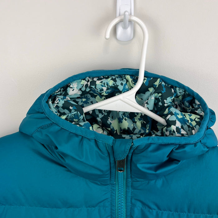 The North Face Girls Printed Down Reversible Hooded Jacket M 10