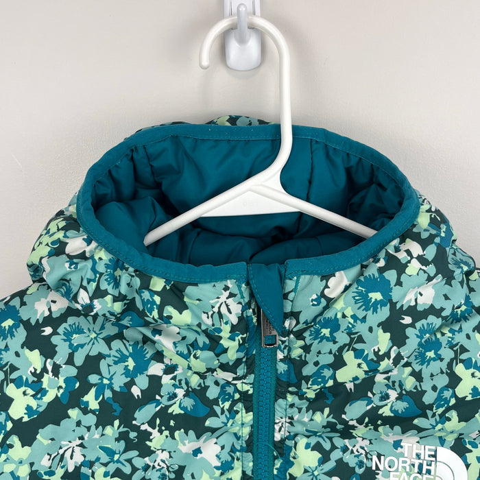 The North Face Girls Printed Down Reversible Hooded Jacket M 10