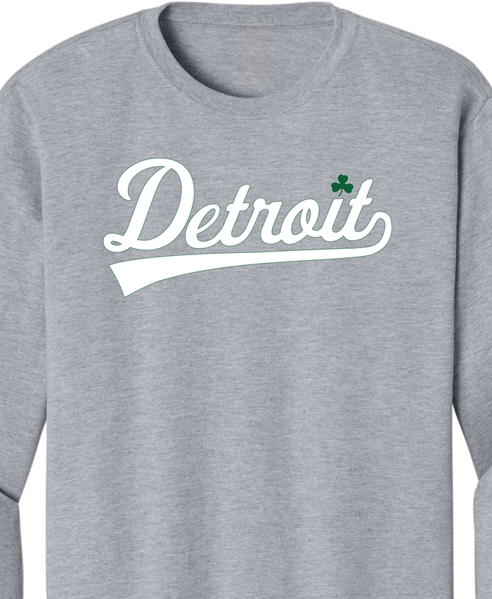 Unisex Detroit Tail Script Clover Heavyweight Long Sleeves
