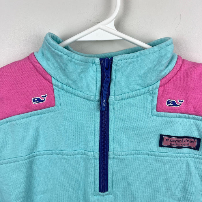 Vineyard Vines Aqua Green Pink Whale Shep Shirt L 14