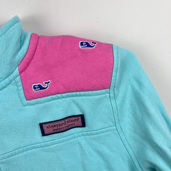 Vineyard Vines Aqua Green Pink Whale Shep Shirt L 14