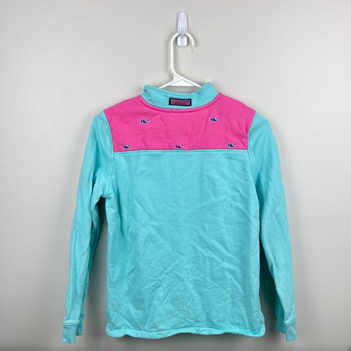 Vineyard Vines Aqua Green Pink Whale Shep Shirt L 14
