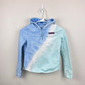 Vineyard Vines Blue Green Sun Washed Tie Dye Hooded Shep Shirt M 10-12