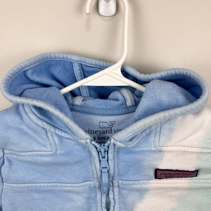 Vineyard Vines Blue Green Sun Washed Tie Dye Hooded Shep Shirt M 10-12