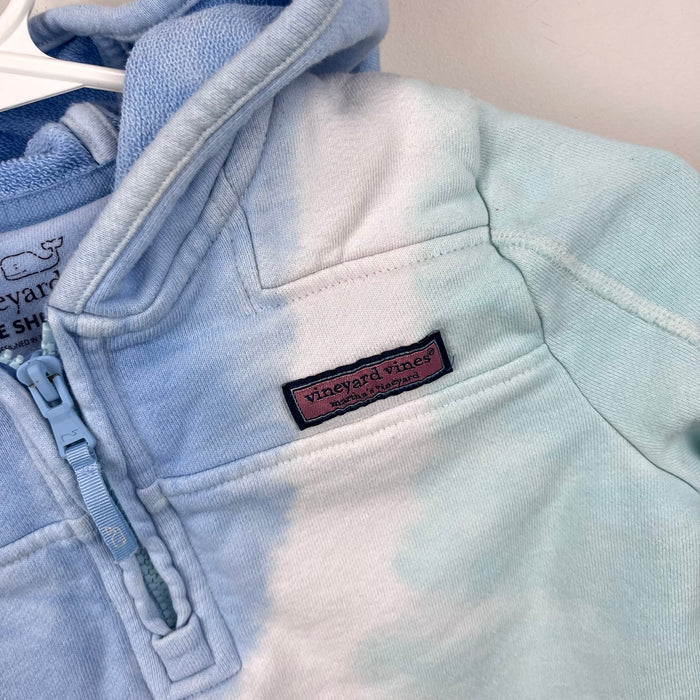 Vineyard Vines Blue Green Sun Washed Tie Dye Hooded Shep Shirt M 10-12