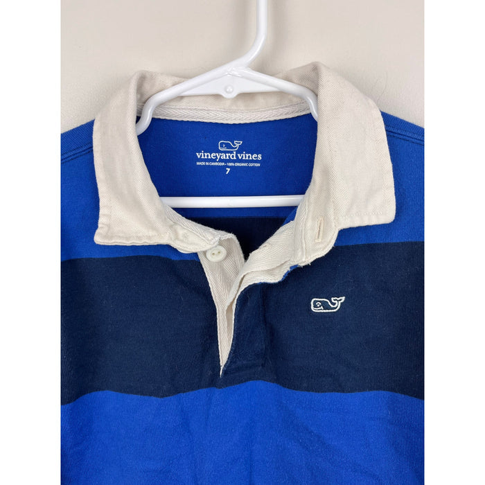 Vineyard Vines Boys' Long Sleeve Rugby Shirt Blue Navy Stripe 7