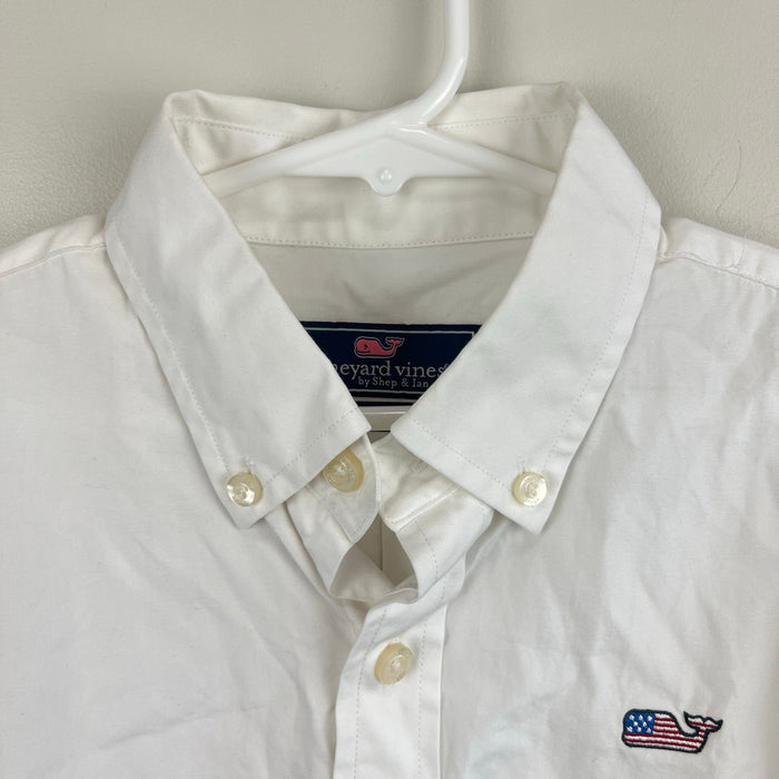 Vineyard Vines Boys Oxford Button Down Whale Shirt American Flag S 8-10