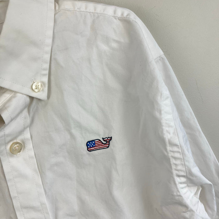 Vineyard Vines Boys Oxford Button Down Whale Shirt American Flag S 8-10