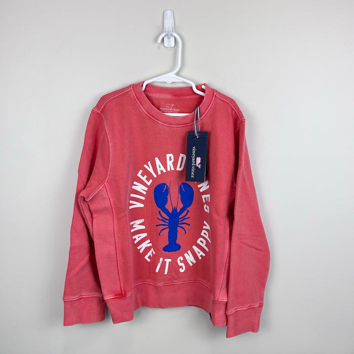 Vineyard Vines French Terry Graphic Sweatshirt Just Peachy Lobster Small 8-10 NWT