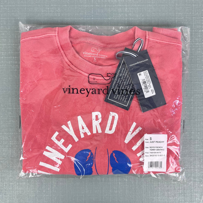 Vineyard Vines French Terry Graphic Sweatshirt Just Peachy Lobster Small 8-10 NWT
