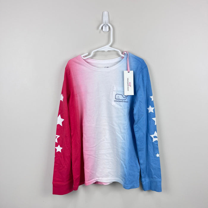 Vineyard Vines Girls' Dip-Dye Whale Long Sleeve Pocket T-Shirt M 10-12 NWT