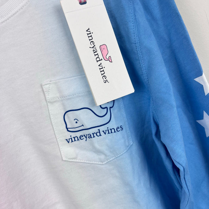 Vineyard Vines Girls' Dip-Dye Whale Long Sleeve Pocket T-Shirt M 10-12 NWT