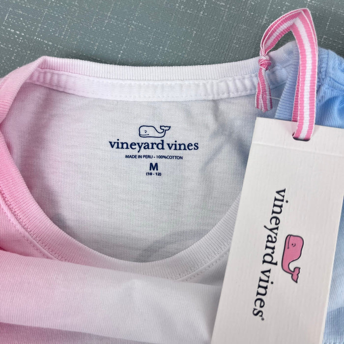 Vineyard Vines Girls' Dip-Dye Whale Long Sleeve Pocket T-Shirt M 10-12 NWT