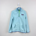 Vineyard Vines Girls' Harbor Fleece Glow 1/2 Zip Crystal Blue Heather M 10-12
